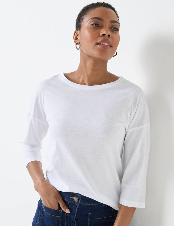 T-shirt volume loose manches 3/4 (blanc) T-shirt volume loose manches 3/4 (blanc)